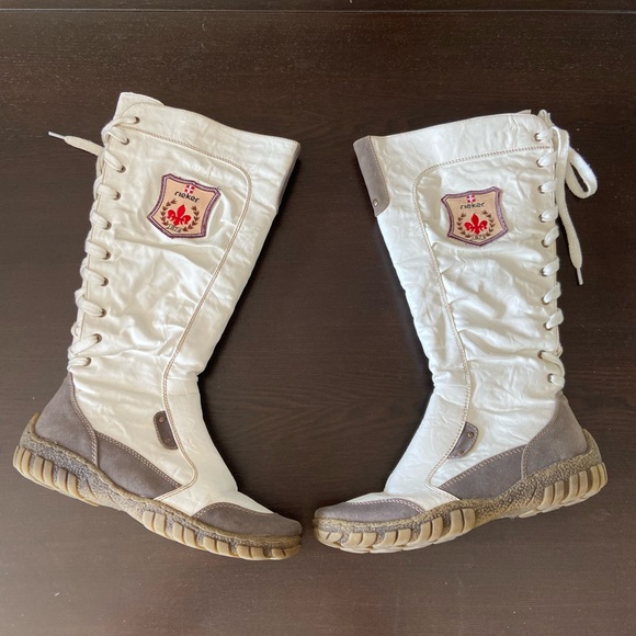 Rieker Switzerland High knee tall winter boots white size 38 - Picture 2 of 12